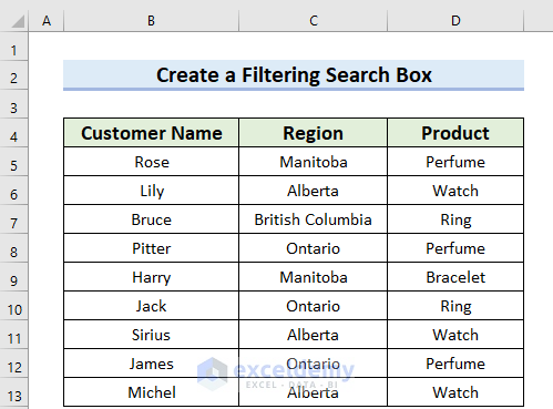 How to Create a Filtering Search Box for Your Excel Data