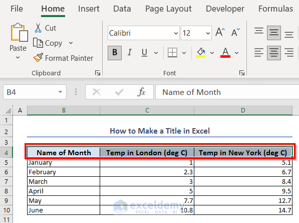 How to Make a Title in Excel