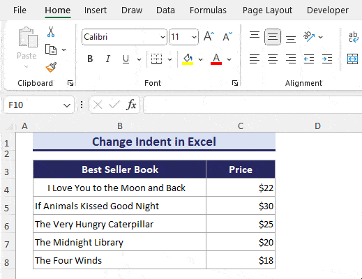 Overview of Change Indent in Excel