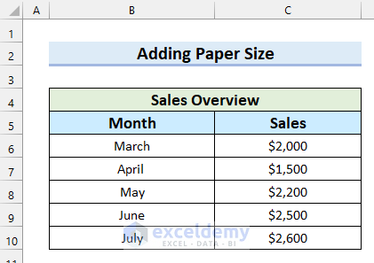 4 Easy Ways to Add Paper Size in Excel
