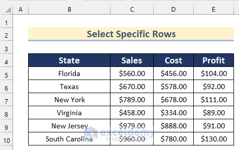 Ways to Select Specific Rows in Excel Formula