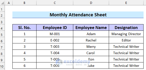 7 Easy Steps to Create a Monthly Staff Attendance Sheet in Excel