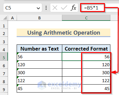Excel formulas convert text to number