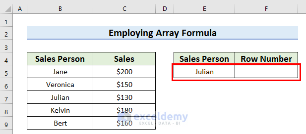 Employing Array Formula to Find String in Column and Return Row Number in Excel