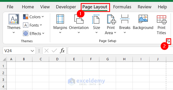 Employing Page Layout Tab to Print a Blank Sheet with Lines
