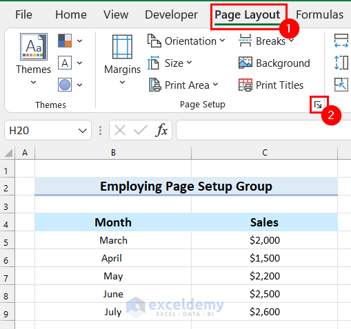 Employing Page Setup Group to Show Gridlines in Excel When Printing