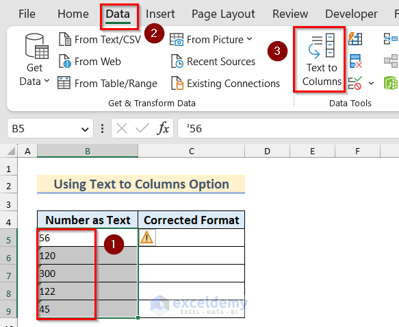 Using Text to Columns Option to Convert Text to Number in Excel
