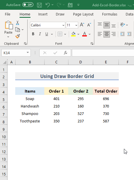 Using Draw Border Grid