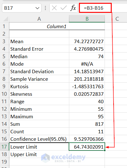 calculating lower limit from confidence interval