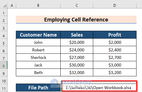 Employing Workbooks Method with Cell Reference to Open Workbook in Excel
