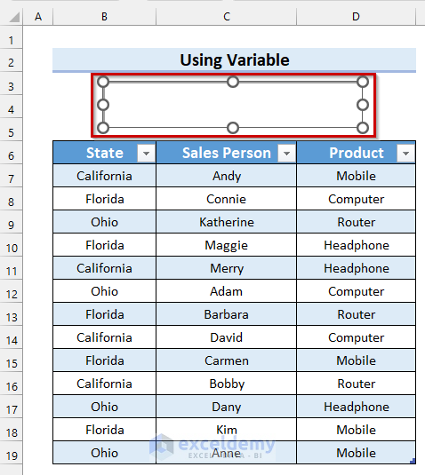 Creating a Search Box in Excel VBA by Using a Variable