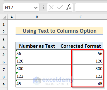 numbers after using Text to Column option