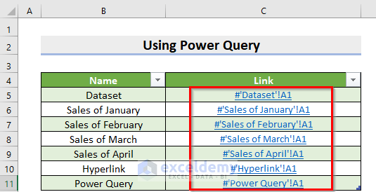 How to Create Table of Contents in Excel