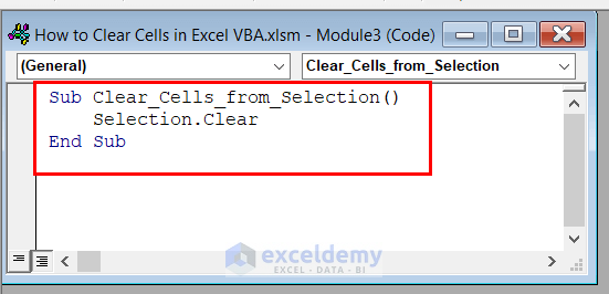 VBA Code to Clear Cells from Selection 