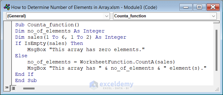 Excel VBA: Determine Number of Elements in Array (4 Examples)