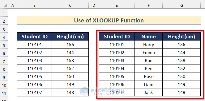 Merging Two Tables with Common Column Using XLOOKUP Function in Excel 