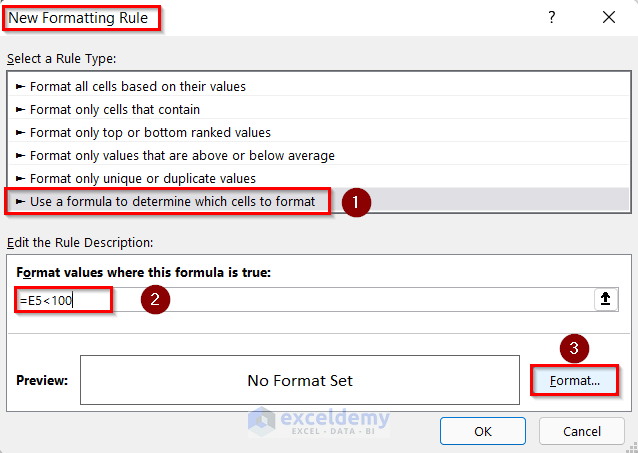 Opening New formatting Rule box to Select Specific Rows in Excel Formula