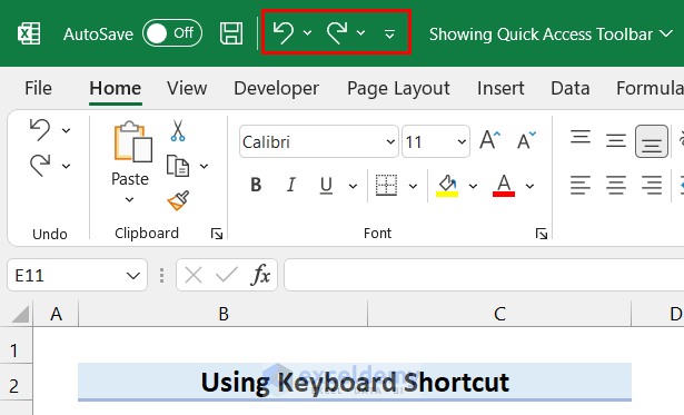 Using Keyboard Shortcut to Show Quick Access Toolbar in Excel
