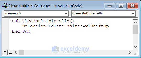 VBA Code for Deleting Multiple Cells