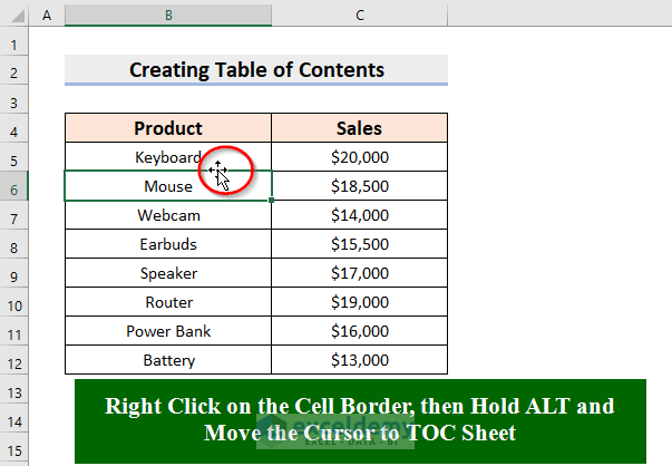 How to Create Table of Contents in Excel