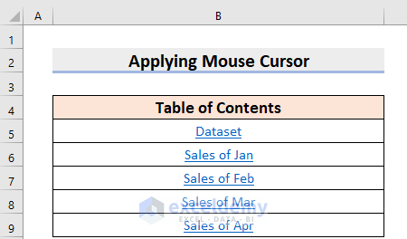 How to Create Table of Contents in Excel