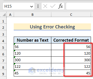 numbers after using error checking button