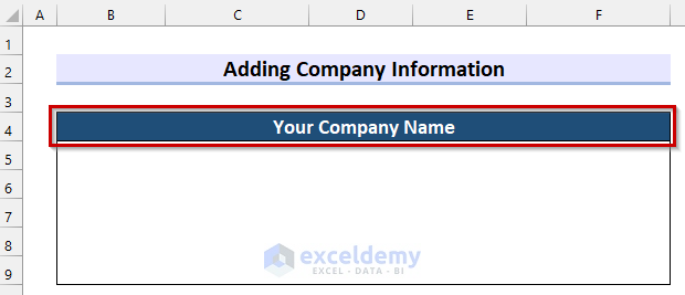 Adding Company Information in GST Purchase Order Format in Excel