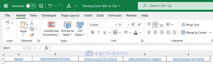 Applying HYPERLINK Function to Put Excel Tabs on Top of Worksheet