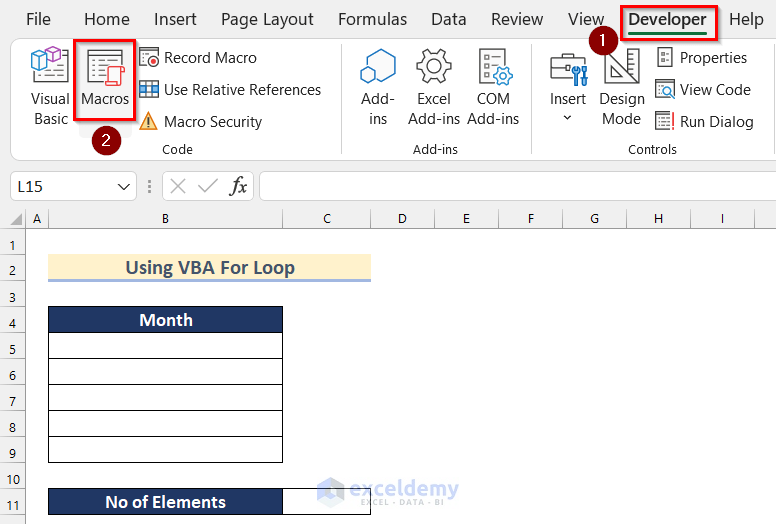 Using VBA For Loop to Determine Number of Elements in Array in Excel