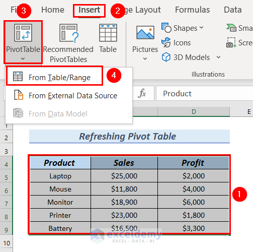 Inserting Pivot Table for Refreshing Excel Sheet Automatically VBA