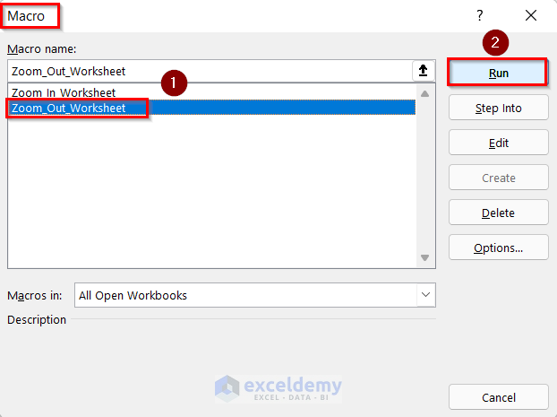 Applying VBA Code to Zoom When Zoom Slider Is Not Working in Excel