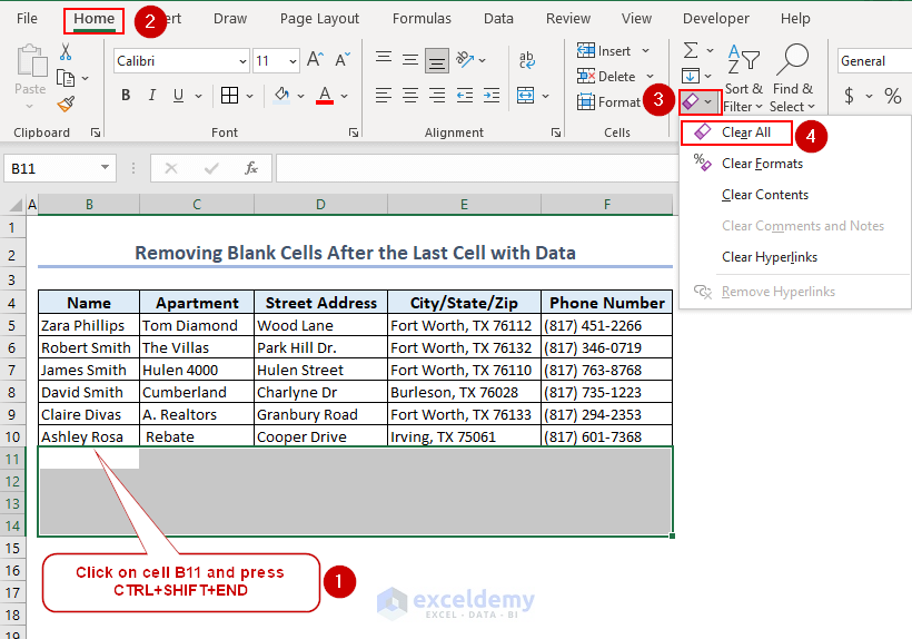 Removing Blank Cell After the Last Cell with Data