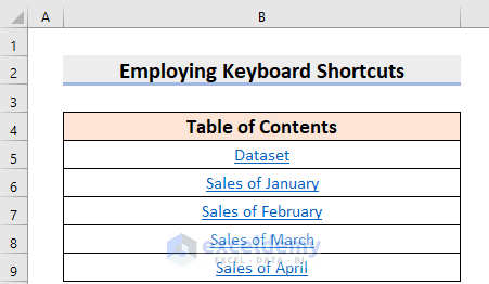 How to Create Table of Contents in Excel