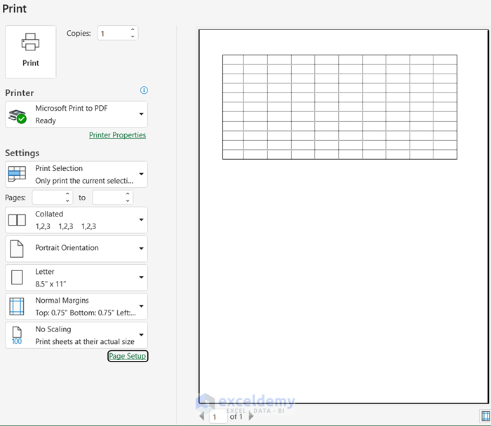 Using Print Option to Print Blank Sheet with Lines