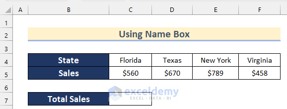 Using Name Box to Select Specific Rows in Excel Formula