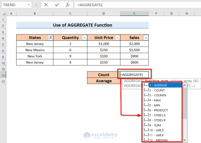 Applying AGGREGATE Function to Select Only Filtered Cells in Excel Formula
