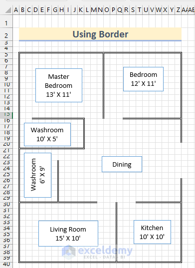  How to Draw to Scale in Excel Using Borders