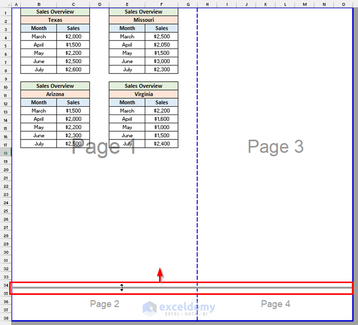 Moving Page Break in Excel