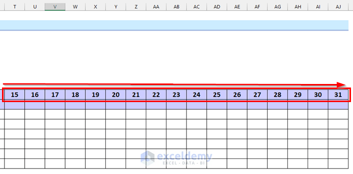 Inserting Dates into Monthly Staff Attendance Sheet in Excel