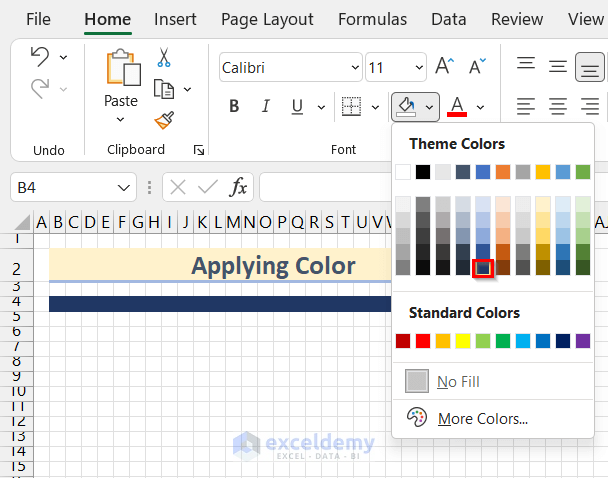Applying Color to Draw to Scale in Excel
