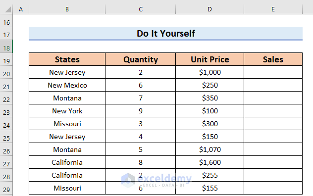 Practice section of how to select only Filtered Cells in Excel Formula
