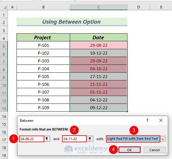 Using Between Option for Conditional Formatting Date Within 3 Months