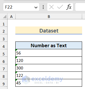 Dataset to Convert Text to Number Using Excel Formulas