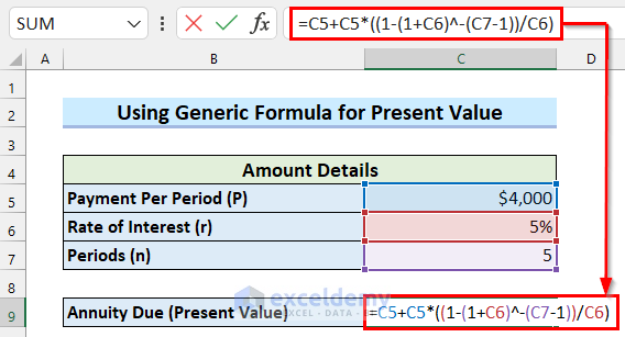 Calculating Present Value of Annuity Due