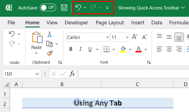 Using Any Tab from Ribbon to Show Quick Access Toolbar in Excel