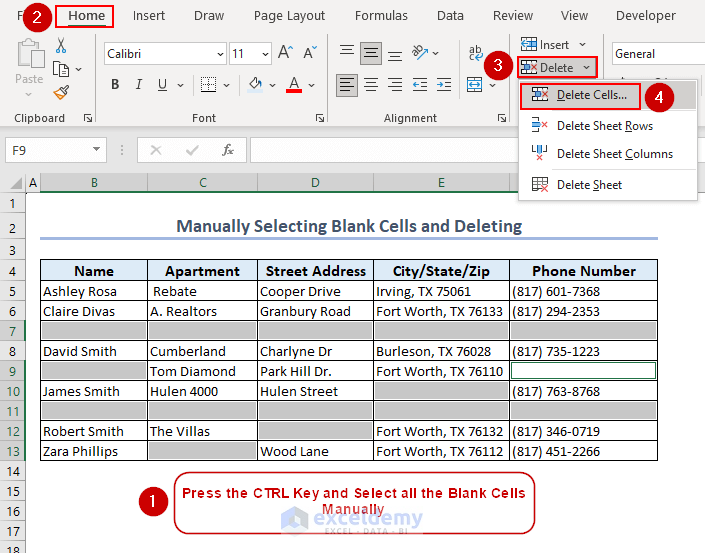 Selecting All Blank Cells Manually