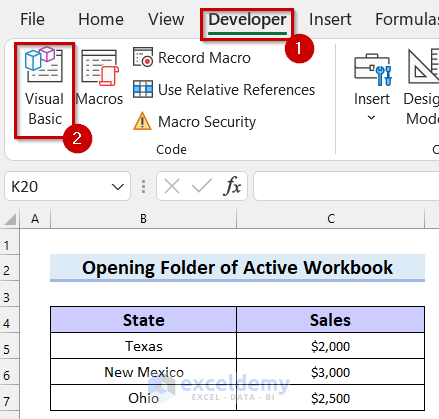 Using Excel VBA to Open Folder of Active Workbook