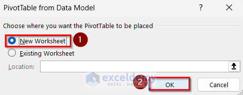 choosing location for pivot table