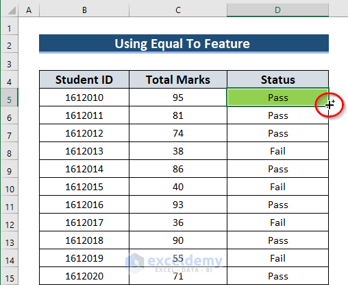 Excel Formula for Pass or Fail with Color