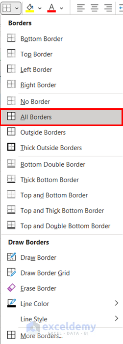 Use of Border Command to Show Gridlines in Excel When Printing
